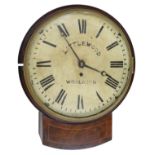 Early 19th century mahogany single fusee drop dial wall clock for restoration, the 12" painted