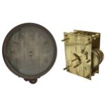 English 18th century verge dial mahogany wall clock case and verge fusee movement for restoration,