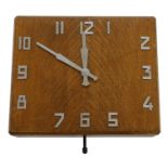 Smiths English Clocks Limited oak case wall clock, circa 1940s, with an oak veneered dial, fitted