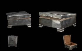 Sterling Silver Square Cigarette Box, engine turned, vacant cartouche, fully hallmarked for
