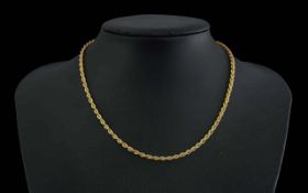 A Fine Quality 9ct Gold Triple Link Design Chain. Marked 9ct. Length 15 Inches - 37.5 cms. Weight