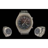 Seiko Chronograph Automatic Gents Stainless Steel Wrist Watch - Features; Black Dial, Water