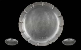 Sterling 925 Silver Genuine Piece of Cork Handcrafted Silver Sweet Dish with Scalloped Borders,