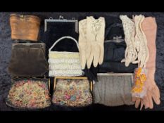 Collection of Vintage Handbags & Accessories, to include a tapestry bag with matching purse, a black