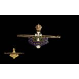 The Princess of Wales Own Yorkshire Regiment 15ct Gold and Enamel Cap Badge, Known at the Green
