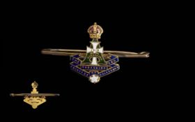 The Princess of Wales Own Yorkshire Regiment 15ct Gold and Enamel Cap Badge, Known at the Green