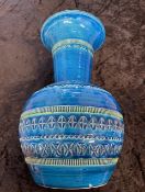 Italian Blue Pottery Aldo-Londi Bilossi Vase, Rimini Blue. 10'' high.