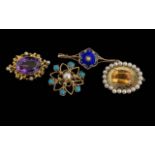 A Good Collection of Antique Ladies 15ct and 9ct Gold Gem Set Small Brooches. Marked 15ct & 9ct, Set