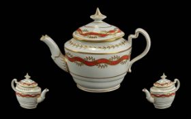 A Flight and Barr porcelain factory tea-pot with extremely fine quality decorations, with an