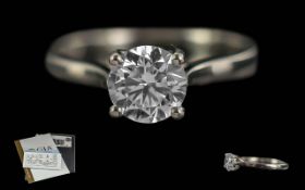Ladies Excellent Platinum Single Stone Diamond Set Ring. Marked Platinum 950 to Interior of Shank.