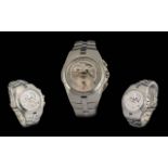 Seiko - Arctura Kinetic Chronograph Gents Steel Watch Strap. c.1970's. Features Water Resistant,