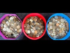 Three Large Tubs of Mixed Coins from around the world and English, dating back over 100 years.