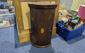 Small Regency Style Mahogany Bow Fronted Corner Cabinet, single shelf, measures 24'' high.