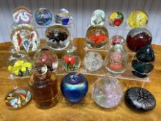 Box of Assorted Paperweights, 22 in total, assorted sizes, designs and colours.