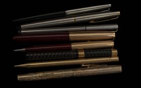 Good Collection of Pens. Includes Parker Fountain Pen, Parker Ballpoint Pens, Perry & Co Fountain
