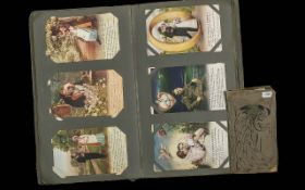 An Old Postcards WWI Album. Includes Bamforth ' Songs ' Series, Bamforth ' Hymn ' Series etc. Approx