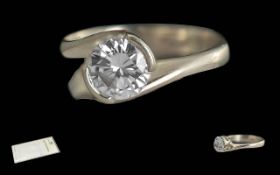Ladies - Platinum Single Stone Diamond Set Ring. Marked Platinum 950 to Interior of Shank. The