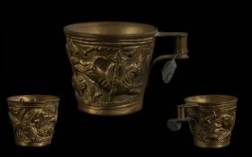 Handmade 925 Silver Miniature Cup. Decorated with Animals, Trees and Flowers. Approx Weight 71