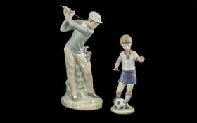 Two Lladro Figures, 'Golfer' and 'Soccer Practice'.