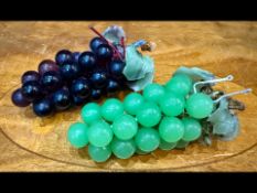 Italian Hard Stone Bunch of Black and Green Grapes.