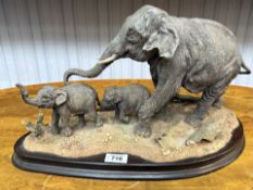 Large Country Artist Limited Edition Model of Elephant & Calves, 'Gentle Persuasion' by David