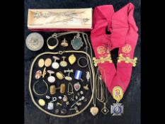 Small Collection of Oddments, to include rolled gold items, studs, buttons, box of pickle forks with
