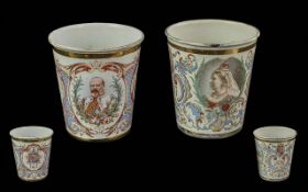 Pair of Bilston Enamel Beakers, Queen Victoria 1837-1897 Jubilee and Edward 1902 Coronation Beaker
