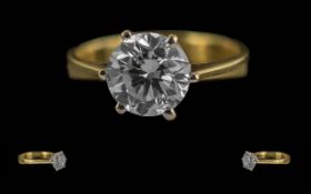 Ladies - Excellent Quality Single Stone Diamond Set Ring. Marked 750 - 18ct to Interior of Shank.