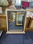 Italian Style Marbled Effect Modern Mirror, silvered scroll top design, stepped marbled base. Height