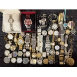 Box of Ladies & Gentlemen's Wristwatches, leather and bracelet straps, various makes to include