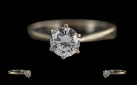 Ladies Pleasing Quality 18ct Gold Single Stone Diamond Set Ring. Full Hallmark to Interior of Shank.
