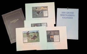 Collection Of Prints To Include 4 French Golfing Prints, 1994 German Banknote Calendar And 1993