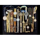 Box of Ladies & Gentlemen's Wristwatches, leather and bracelet straps, various makes to include