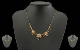 Victorian Period 1837 - 1901 Ladies 15ct Gold Exquisite Seed Pearl Set Necklace, Made by Jewellery