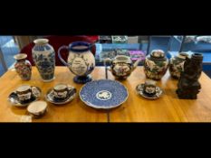Collection of Antique Porcelain, to include Doulton Galleon jug, Oriental vase and lidded pots,