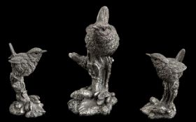 Country Artists Sterling Silver Filled Hallmarked Figure of a Woodstock Wren, No. SS2127. Detailed