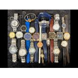 Box of Ladies & Gentlemen's Wristwatches, leather and bracelet straps, various makes to include