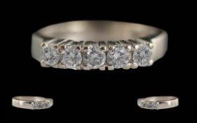 Ladies 18ct Gold 5 Stone Diamond Set Ring. Marked 750 - 18ct. Well Matched Brilliant Cut Diamonds of