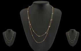 Ladies Pair of Matching 9ct Gold and Pearl Set Necklaces. Both Marked 9ct. Pearls of Pleasing Colour