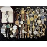 Box of Ladies & Gentlemen's Wristwatches, assorted makes, leather and bracelet straps, to include
