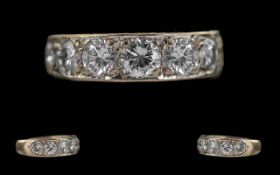 Ladies excellent 18ct White Gold Seven Stone Diamond Set Ring -Marked 18ct To Interior Of Shank.