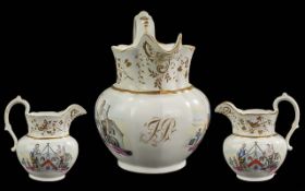 A rare documentary early trade unionist porcelain decorated presentation jug. Circa.1810-15.