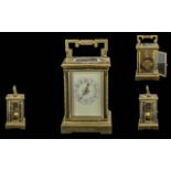 French / Paris Brass Striking and Repeating Carriage Clock ( Heavy ) By Henri Jacot, Date 1900.