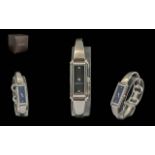 Gucci Ladies Steel Quartz Fashion Watch with Diamond Set Markers and Black Dial, With Display