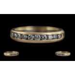 18ct Gold Diamond Half Eternity Ring, Set With a Row of 10 Round Modern Brilliant Cut Diamonds