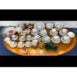Three Boxes of Assorted Pottery, to include Clare Bone China floral pastel blue and white tea set, a