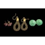 Three Pairs of 9ct Gold Earrings, compri