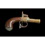 Small Georgian Brass Antique Cannon, barrelled muff-pocket pistol. The barrel is fully cast with