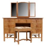 Peter Waals, a walnut dressing table and stool, for Ruth Cole (nee Mitchell)