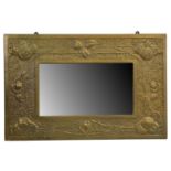 Arts and Crafts brass-framed wall mirror, Glasgow style